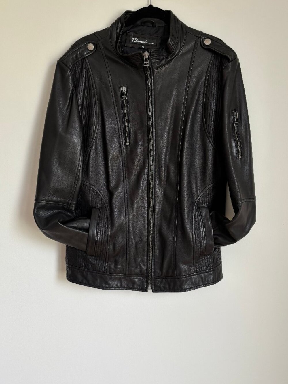 7 Diamonds Leather Moto Jacket Men's - Picture 2 of 9